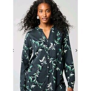 J Jill Pure Jill Nightingale Painterly Vines Button Shirt
